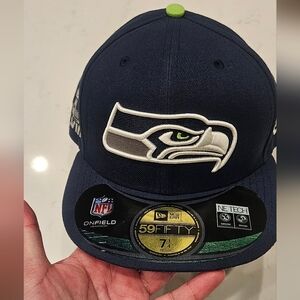 New Era Navy Blue Seahawks Fitted Hat